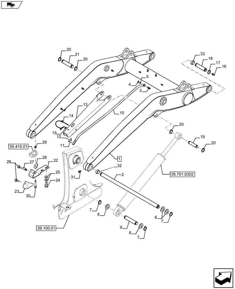 Схема запчастей Case 590SN - (82.100.0101[01]) - FRAME - LOADER LIFT (82) - FRONT LOADER & BUCKET