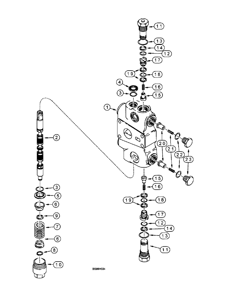 Схема запчастей Case 570LXT - (8-083A) - LOADER CONTROL VALVE CLAM SECTION (08) - HYDRAULICS