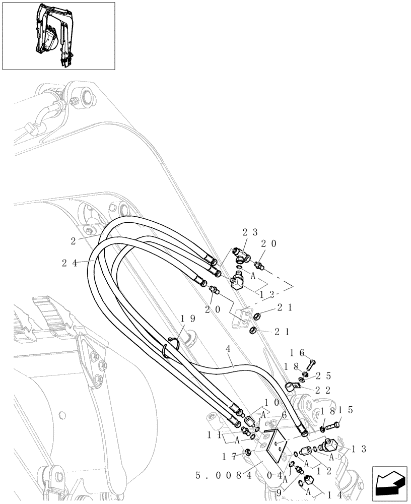 Схема запчастей Case CX16B - (5.0084[03]) - FALL PREVENTING SAFETY VALVE OF BOOM AND ARM - 747411010 (35) - HYDRAULIC SYSTEMS