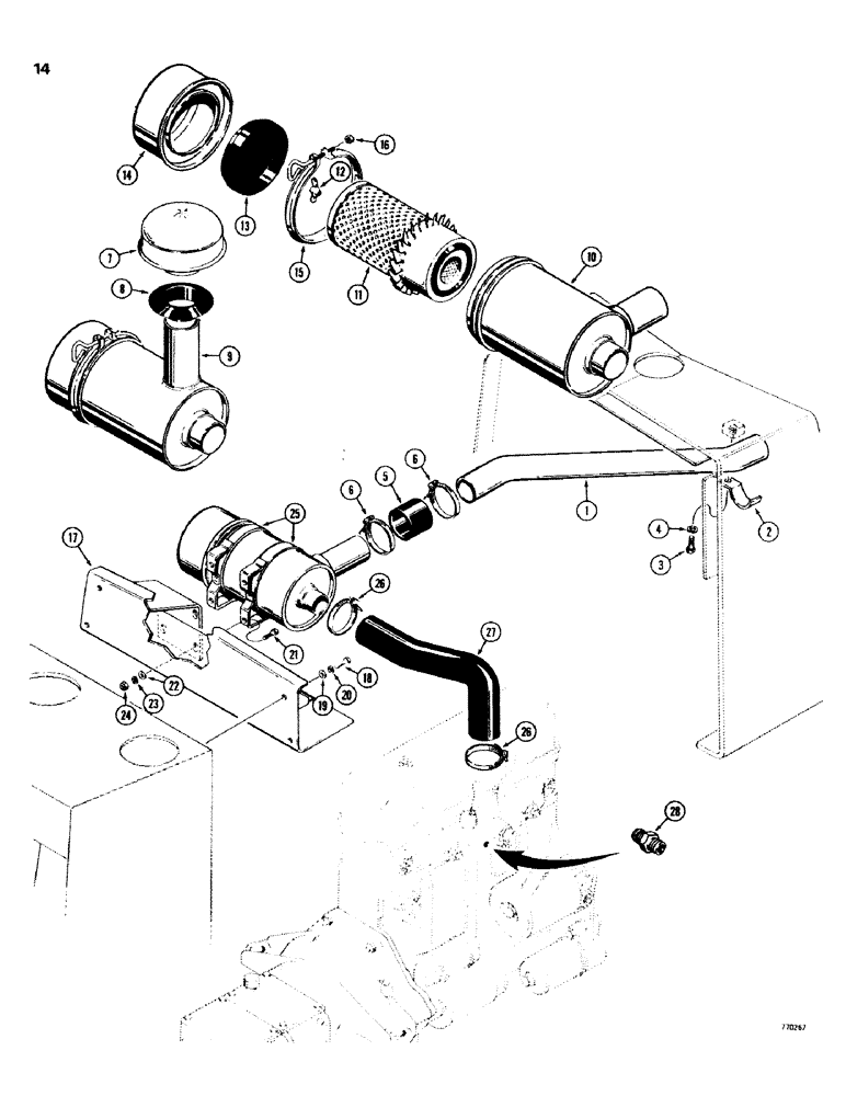 Схема запчастей Case 580C - (014) - AIR CLEANER AND CONNECTIONS (02) - ENGINE