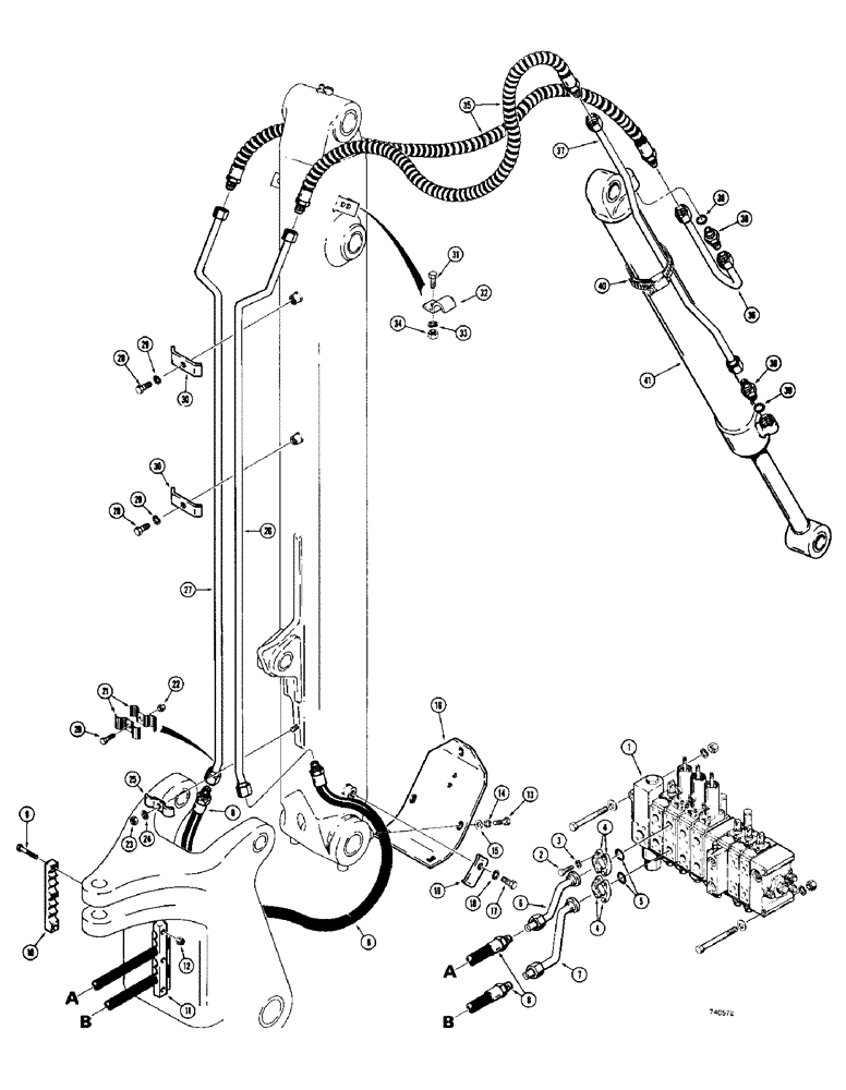 Схема запчастей Case 780 - (328) - BACKHOE BUCKET HYDRAULIC CIRCUIT, WITH EXTENDABLE DIPPER (08) - HYDRAULICS