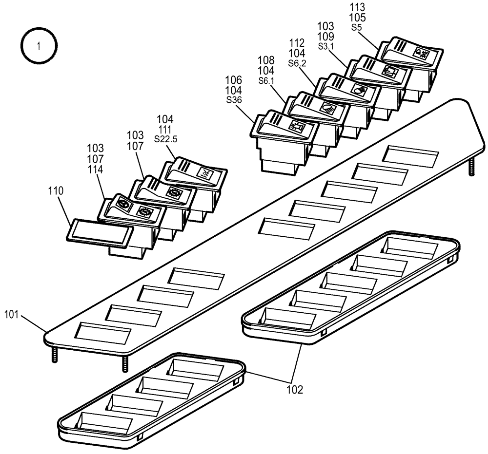 Схема запчастей Case 221D - (32.422[002]) - CONTROL PANEL FAST GEAR (OPTION) (S/N 581101-UP) (55) - ELECTRICAL SYSTEMS