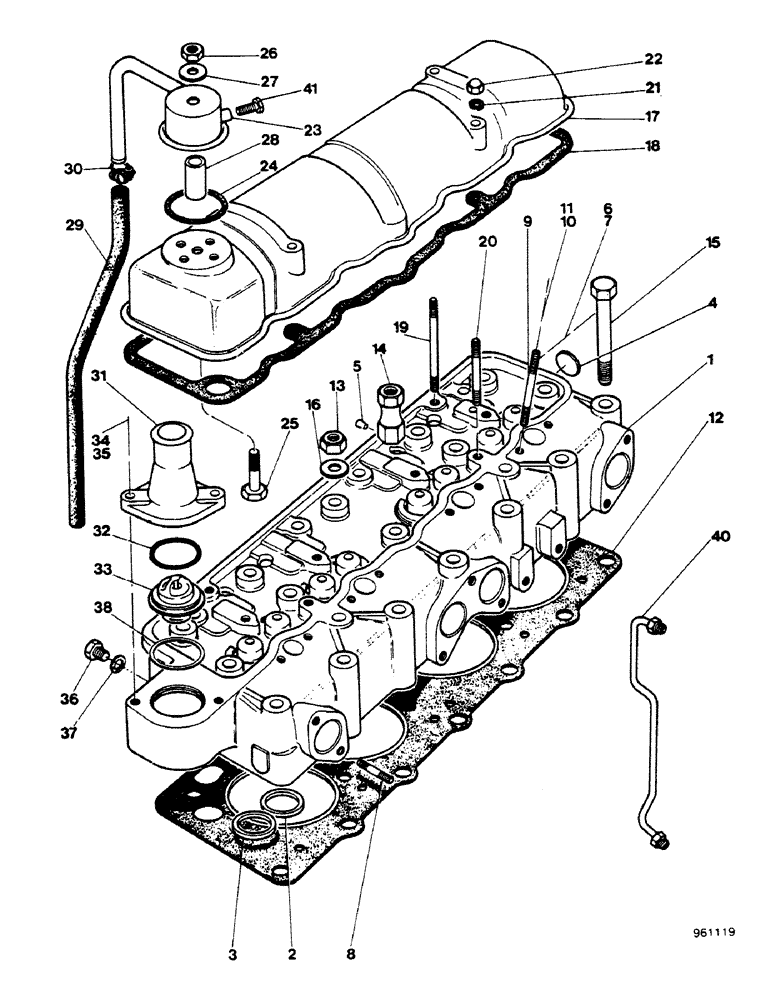 Схема запчастей Case 580G - (032) - ENGINE - CYLINDER HEAD AND COVER (02) - ENGINE