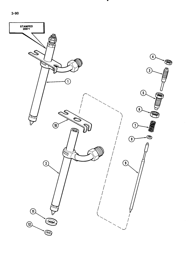 Схема запчастей Case 1835B - (3-90) - FUEL INJECTOR NOZZLE, 188 DIESEL ENGINE (03) - FUEL SYSTEM