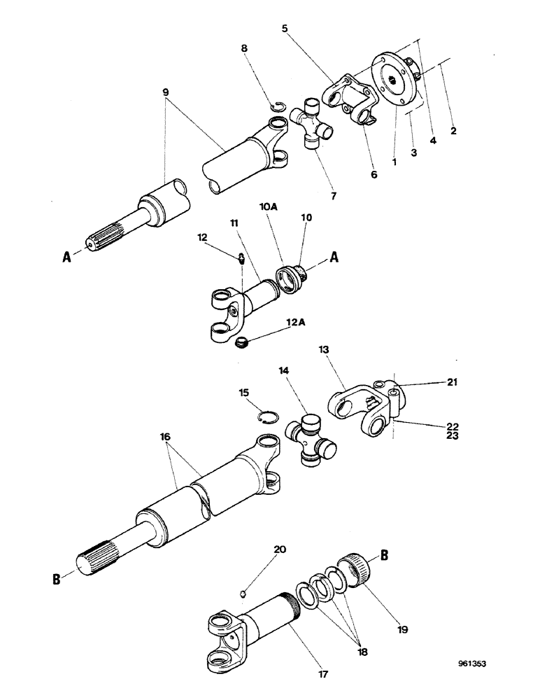 Схема запчастей Case 580G - (180) - FRONT DRIVE AXLE - DRIVE SHAFT (06) - POWER TRAIN