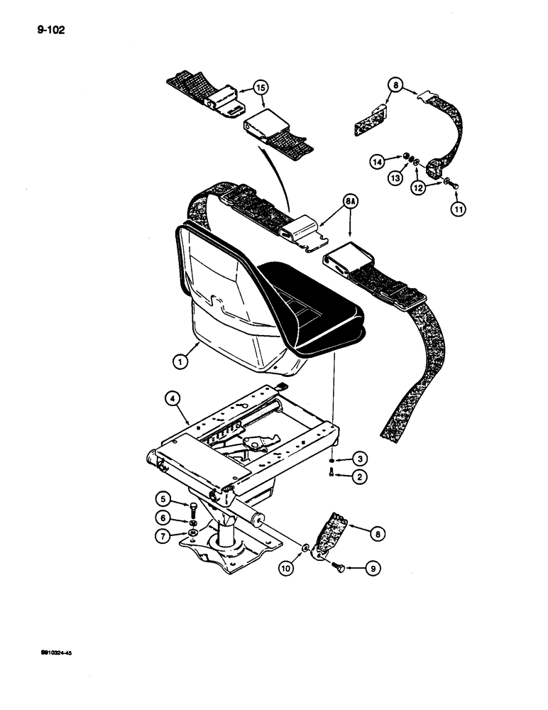 Схема запчастей Case 680L - (9-102) - STANDARD SEAT AND MOUNTING PARTS (09) - CHASSIS/ATTACHMENTS