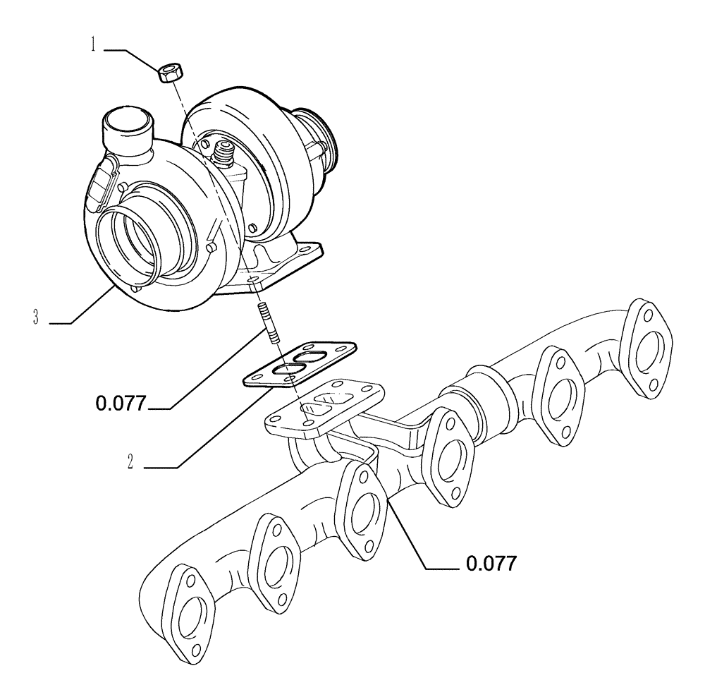 Схема запчастей Case 1850K - (0.240[01]) - TURBOCHARGER (01) - ENGINE