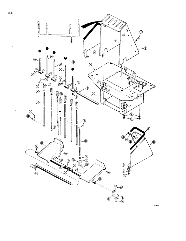 Схема запчастей Case 26S - (084) - INDIVIDUAL LEVER BACKHOE CONTROL, FOOT SWING, FOR 450 CRAWLERS 