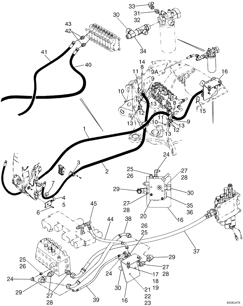 Схема запчастей Case 580SM - (08-23A) - HYDRAULICS - BACKHOE AUXILIARY (WITH PILOT CONTROLS) (08) - HYDRAULICS