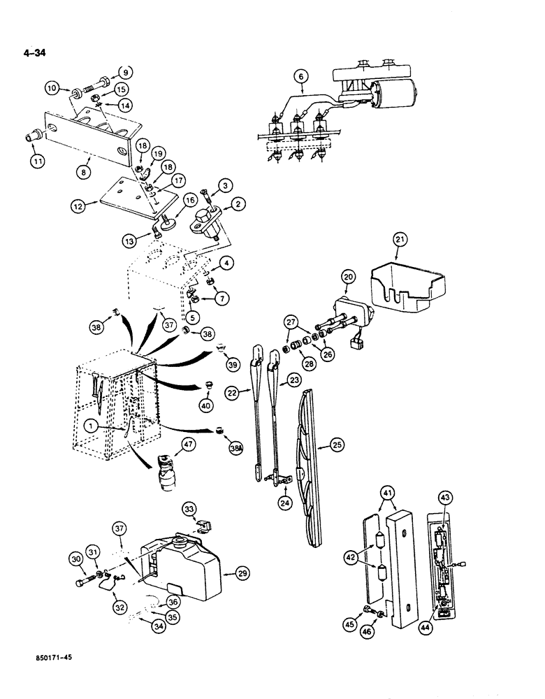 Схема запчастей Case 125B - (4-34) - CAB ELECTRICAL COMPONENTS, P.I.N. 74251 THROUGH 74599, 74601 THRU 74604, AND 74606 (04) - ELECTRICAL SYSTEMS