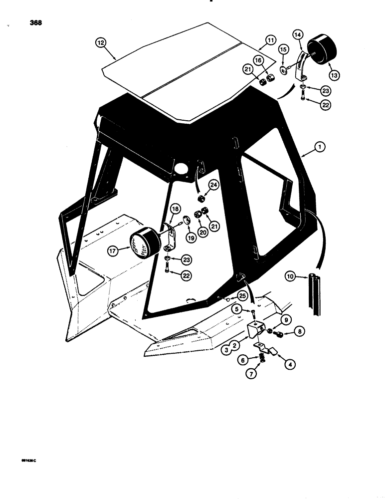 Схема запчастей Case 780B - (368) - BLACK CAB FRAME AND LAMPS (09) - CHASSIS/ATTACHMENTS