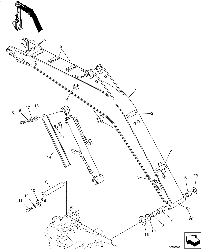 Схема запчастей Case CX36 - (09-51[00]) - BOOM (CX36 ASN PX11 - 08901) (09) - CHASSIS/ATTACHMENTS