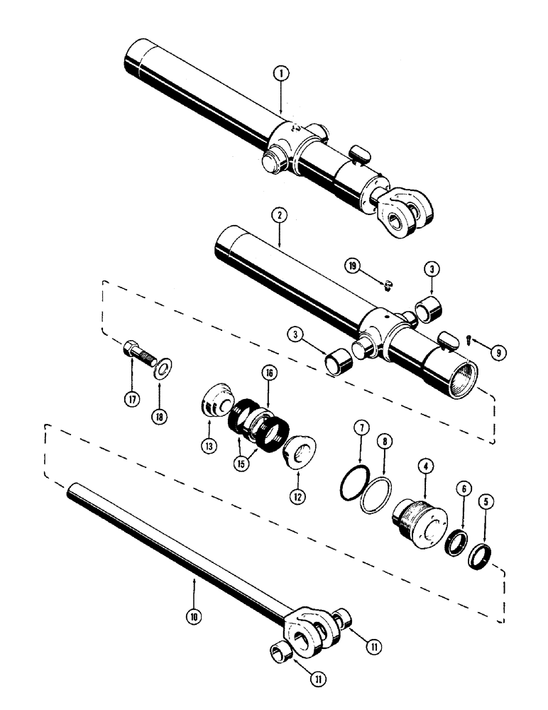 Схема запчастей Case 680CK - (255A) - G33561 AND G33562 LOADER BUCKET CYLINDERS, 3" DIA. CYLINDER (35) - HYDRAULIC SYSTEMS