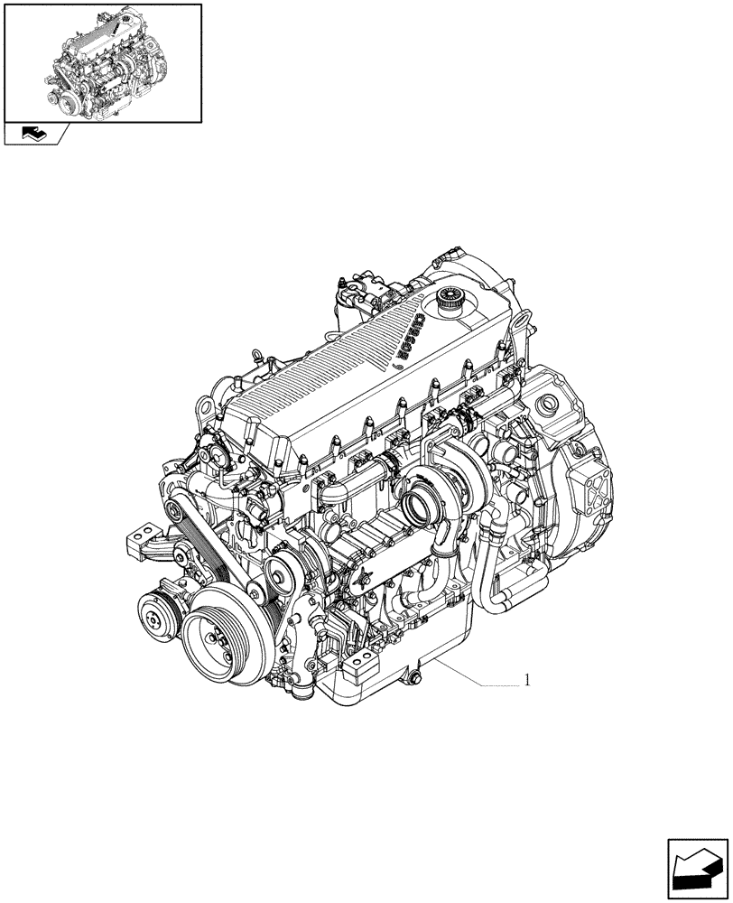 Схема запчастей Case F2CE9684H E010 - (0.02.1) - ENGINE ASSY (87735214) 