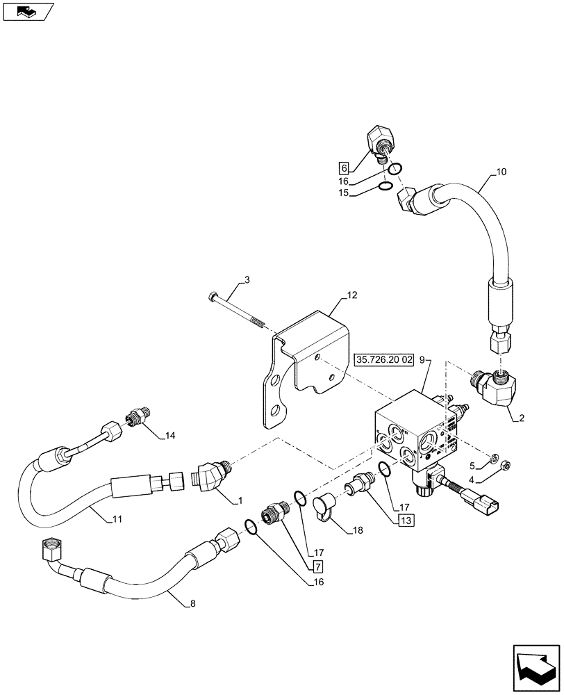 Схема запчастей Case 590SN - (35.726.2004[01]) - VAR - 423080 - HYDRAULICS - HEAVY LIFT (35) - HYDRAULIC SYSTEMS