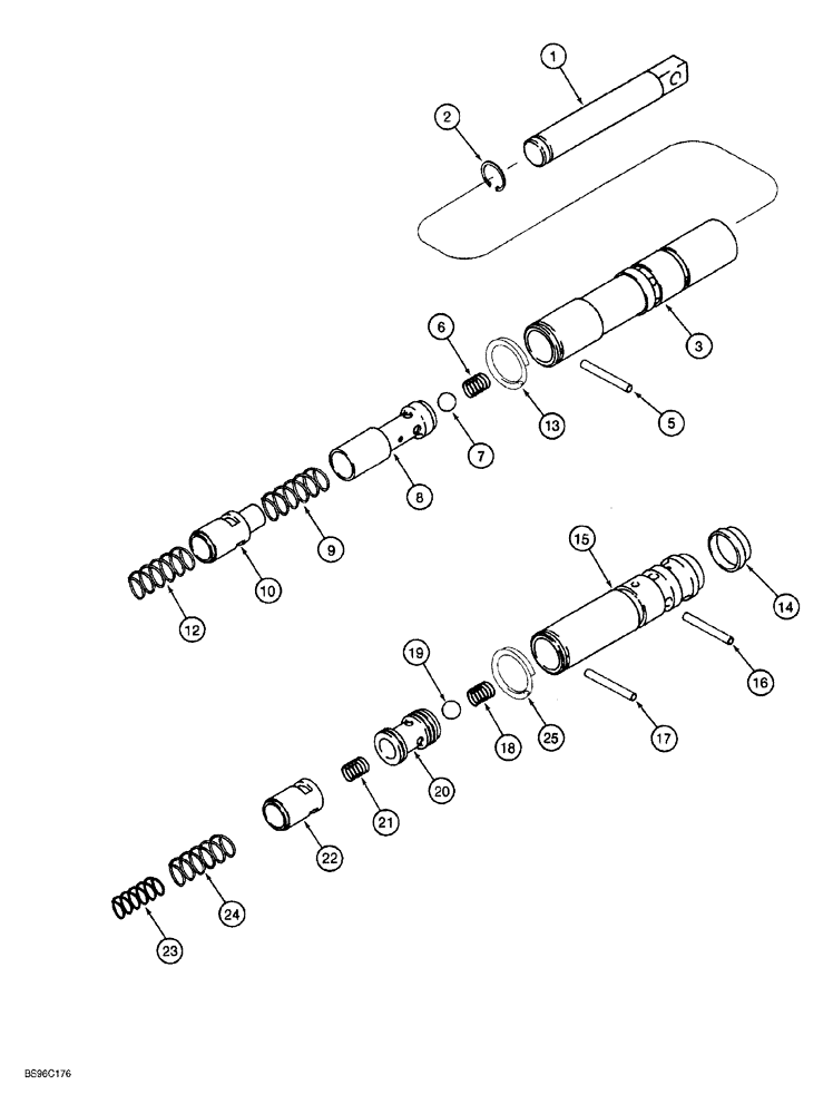 Схема запчастей Case 650G - (6-24) - TRANSMISSION CONTROL VALVE SPOOL ASSEMBLIES (06) - POWER TRAIN