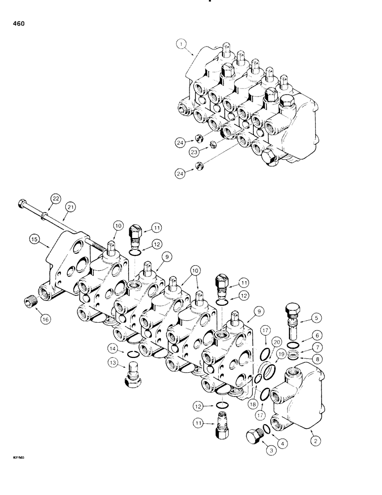 Схема запчастей Case SD100 - (460) - H560292 FIVE SPOOL CONTROL VALVE (35) - HYDRAULIC SYSTEMS