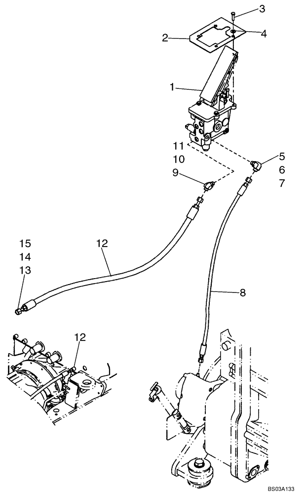 Схема запчастей Case 721D - (07-03) - HYDRAULICS - BRAKE, MAIN - RESERVOIR - PARKING BRAKE (07) - BRAKES