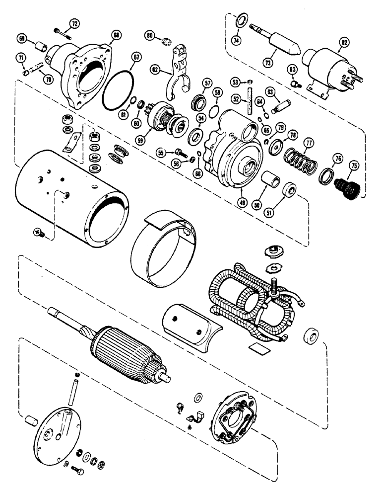 Схема запчастей Case 475 - (041A) - A64907 STARTER (55) - ELECTRICAL SYSTEMS