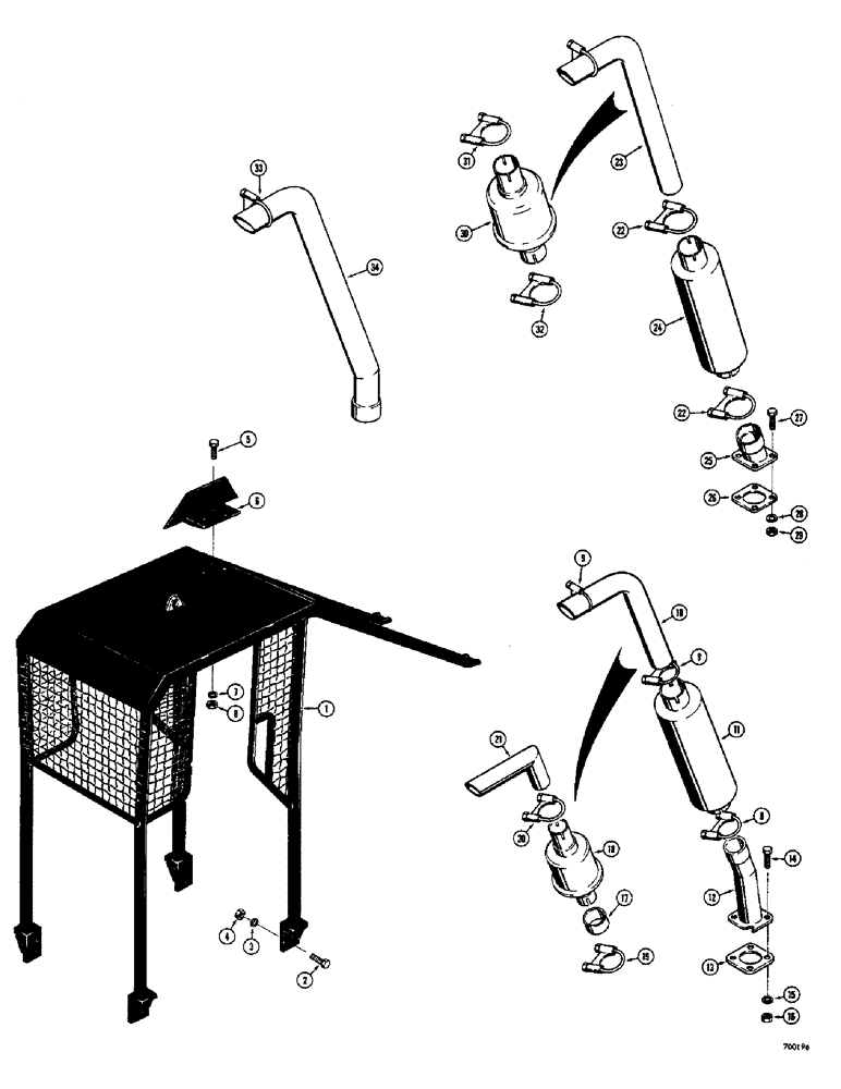 Схема запчастей Case 400C - (198) - CANOPY AND EXHAUST SYSTEM, CANOPY AND RELATED PARTS (09) - CHASSIS