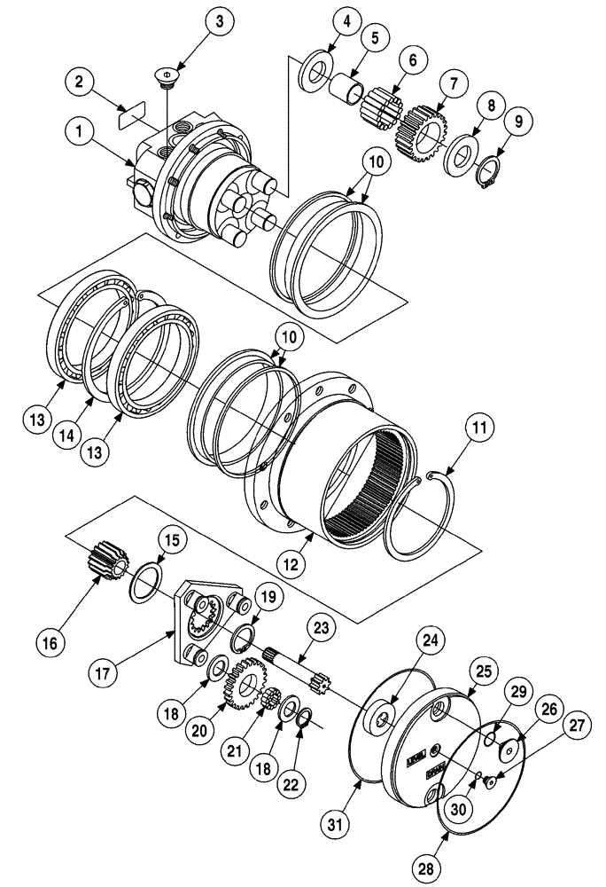 Схема запчастей Case 6010 - (05-03) - MOTOR, TRACK DRIVE - PLANETARY HUB, NACHI DRIVE MOTOR (48) - TRACKS & TRACK SUSPENSION