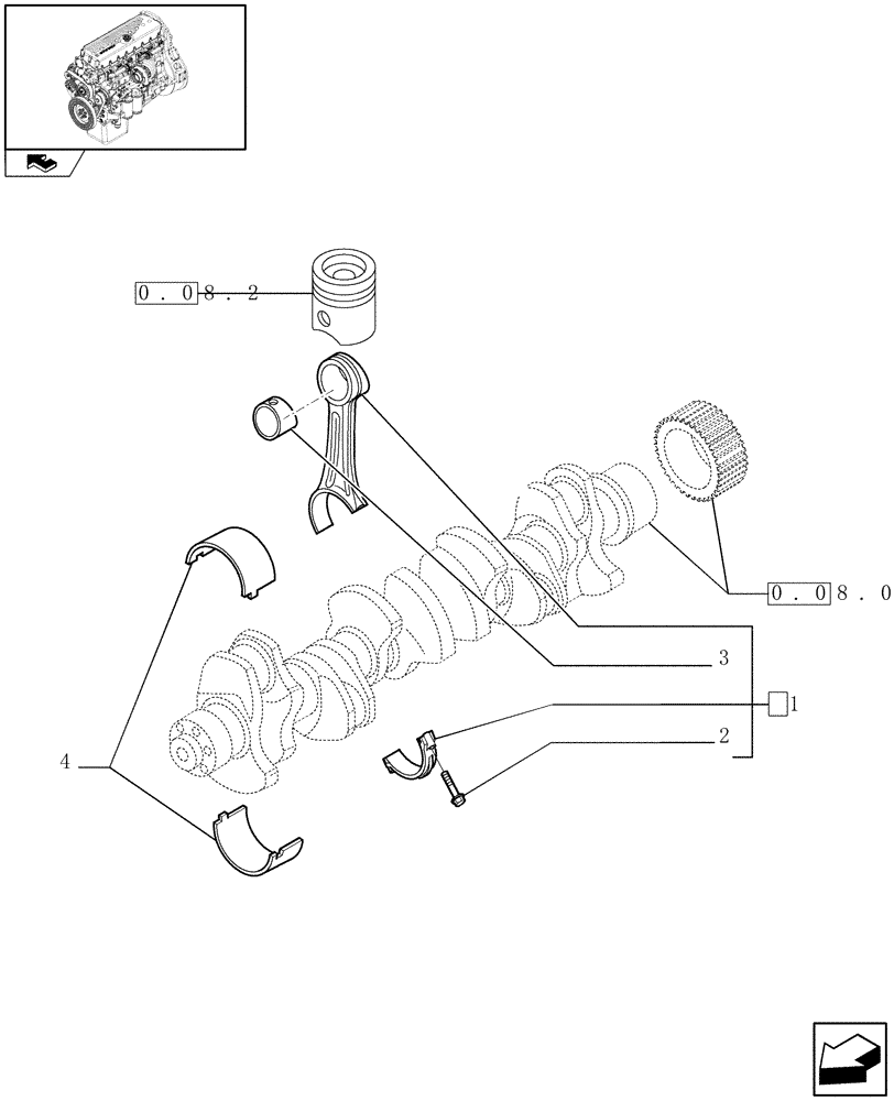 Схема запчастей Case F3BE0684N E904 - (0.08.1) - CONNECTING ROD (504051795) 