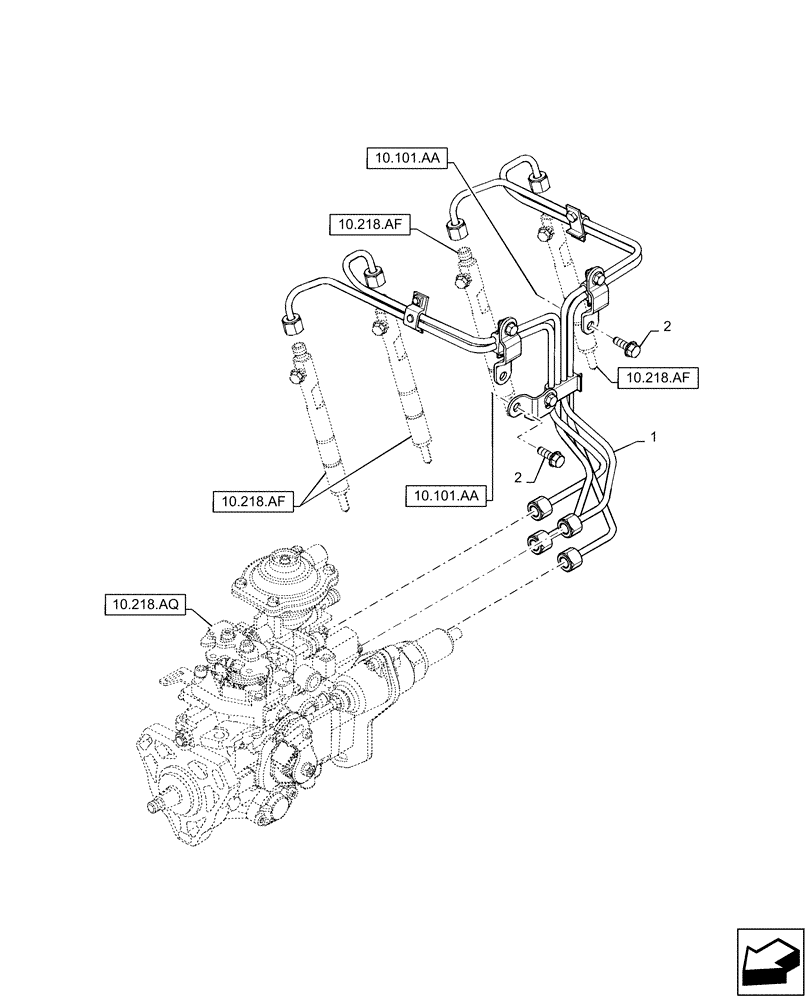 Схема запчастей Case F5CE5454B A005 - (10.218.AI[03]) - INJECTION EQUIPMENT - PIPING (10) - ENGINE