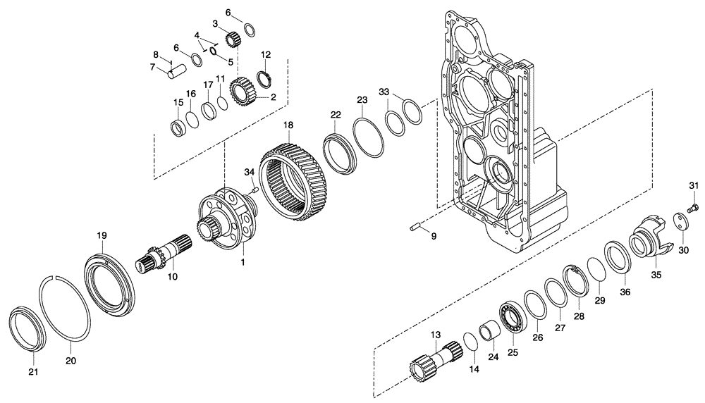 Схема запчастей Case 330 - (18A00010578[01]) - TRANSMISSION - DIFFERANTIAL (03) - Converter / Transmission