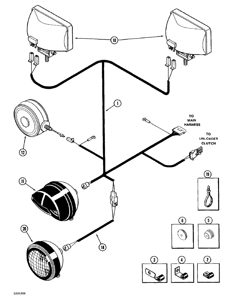 Схема запчастей Case IH 1682 - (4-02) - GRAIN TANK HARNESS, UNLOADER LAMP HARNESS (06) - ELECTRICAL