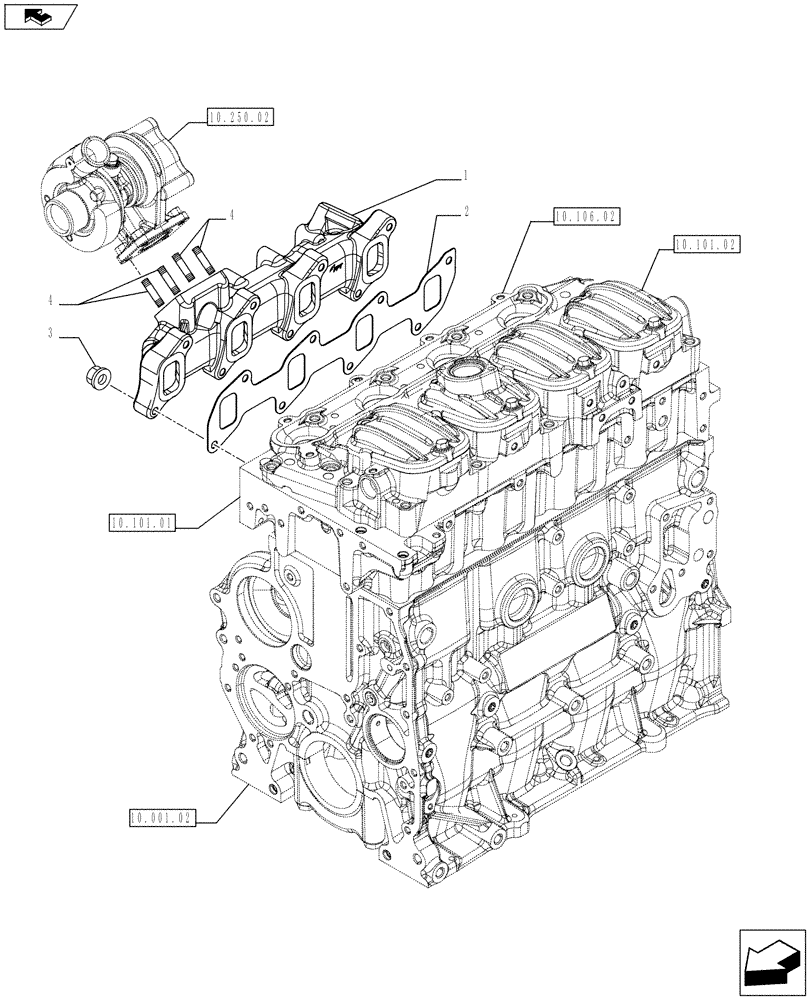 Схема запчастей Case IH FARMALL 65C - (10.254.05) - EXHAUST MANIFOLD (10) - ENGINE