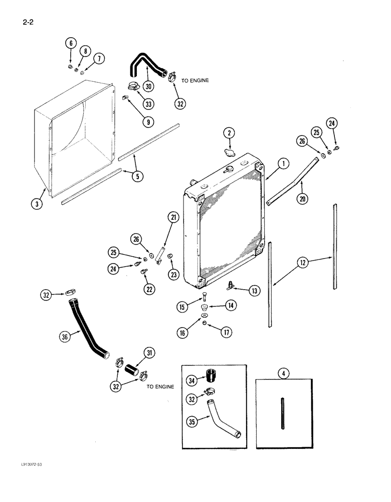 Схема запчастей Case IH 1640 - (2-02) - RADIATOR AND ATTACHING PARTS (01) - ENGINE