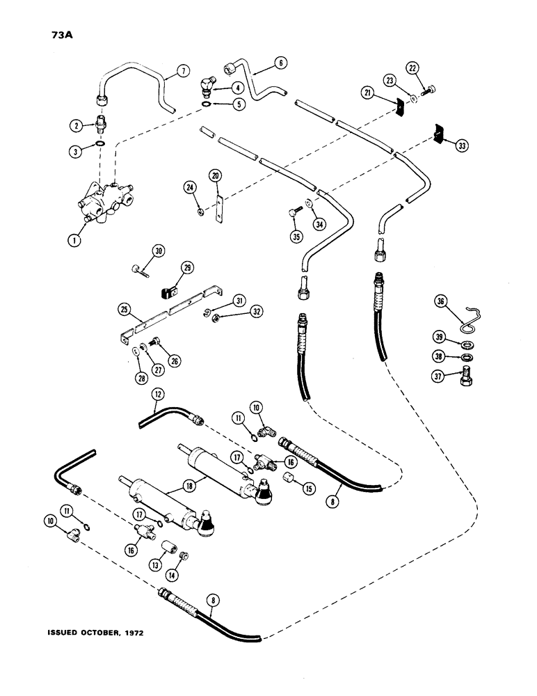 Схема запчастей Case IH 1170 - (073A) - SINGLE ACTING STEERING CYLINDER KIT (05) - STEERING