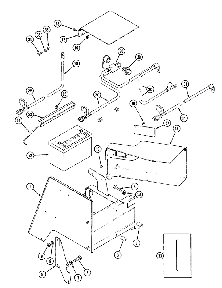 Схема запчастей Case IH 8910 - (4-028) - BATTERY, BATTERY BOX AND CABLES, PRIOR TO P.I.N. JJA0076314 (04) - ELECTRICAL SYSTEMS