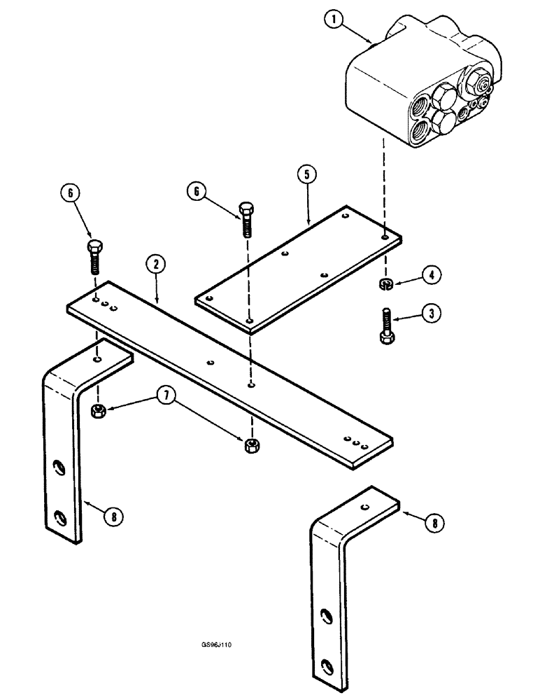 Схема запчастей Case IH 1660 - (5-76) - SELECTOR VALVE MOUNTING, POWER GUIDE AXLE, P.I.N. JJC0036301 & AFTER (04) - STEERING