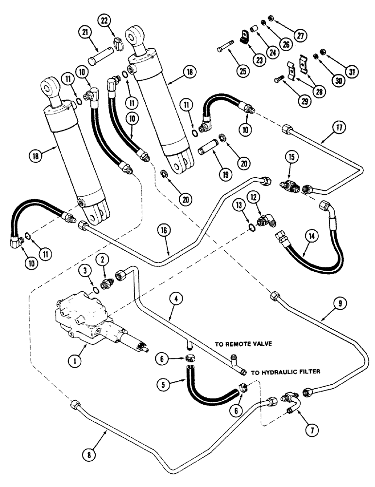 Схема запчастей Case IH 4694 - (8-366) - HITCH CONTROL CIRCUITRY, PRIOR TO P.I.N. 8865320 (08) - HYDRAULICS