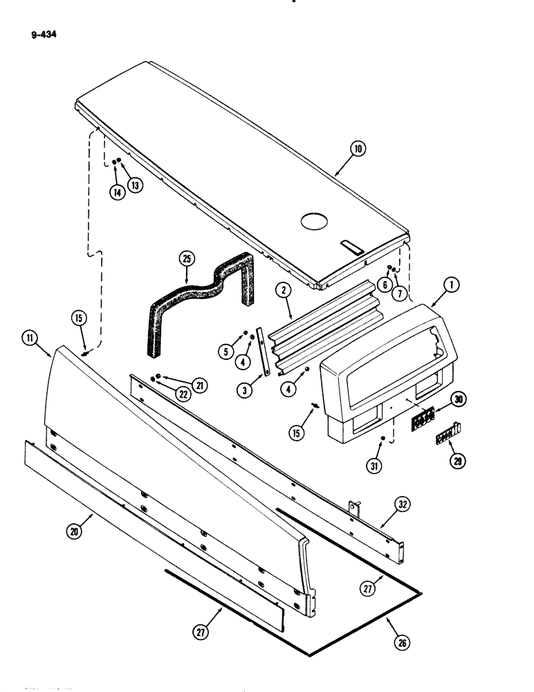 Схема запчастей Case IH 2294 - (9-434) - UPPER GRILLE, HOOD AND PANELS (09) - CHASSIS/ATTACHMENTS