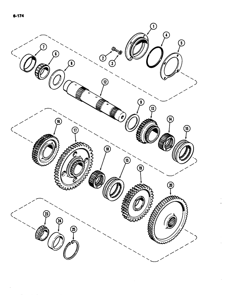 Схема запчастей Case IH 4490 - (6-174) - TRANSMISSION INTERMEDIATE SHAFT (06) - POWER TRAIN