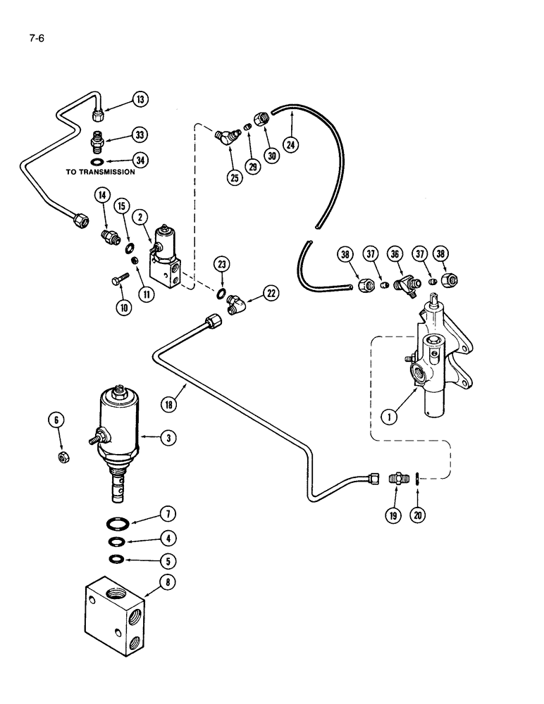 Схема запчастей Case IH 3594 - (7-006) - DIFFERENTIAL LOCK CIRCUITRY (07) - BRAKES