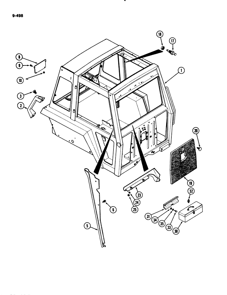 Схема запчастей Case IH 2294 - (9-498) - CAB ASSEMBLY, FRAME (09) - CHASSIS/ATTACHMENTS