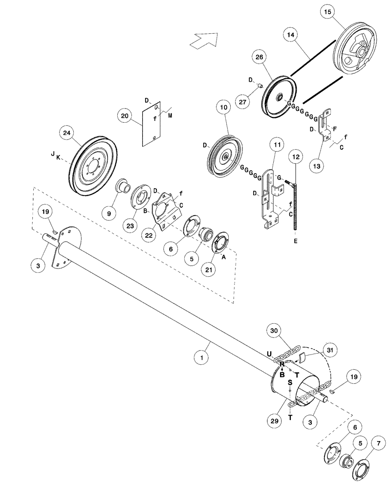 Схема запчастей Case IH 2062 - (09-07) - SINGLE SICKLE DRIVE SHAFT (03) - CHASSIS/MOUNTED EQUIPMENT