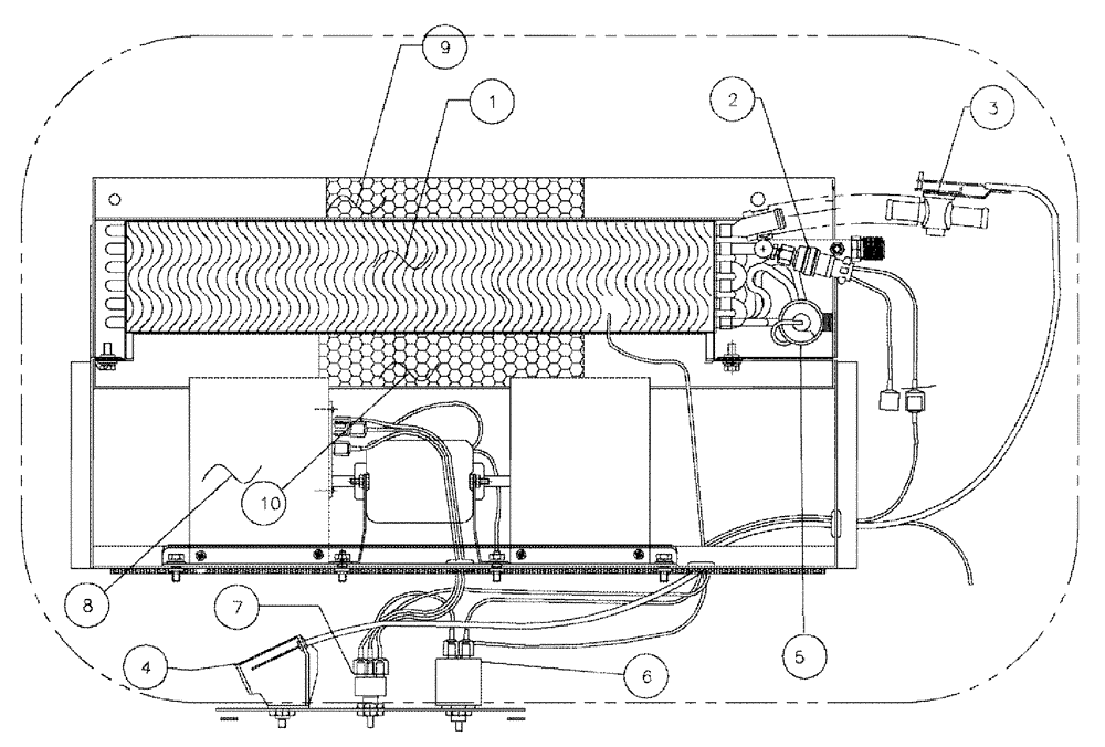 Схема запчастей Case IH SPX3310 - (02-005) - EVAPORATOR HOUSING ASSEMBLY Cab Exterior