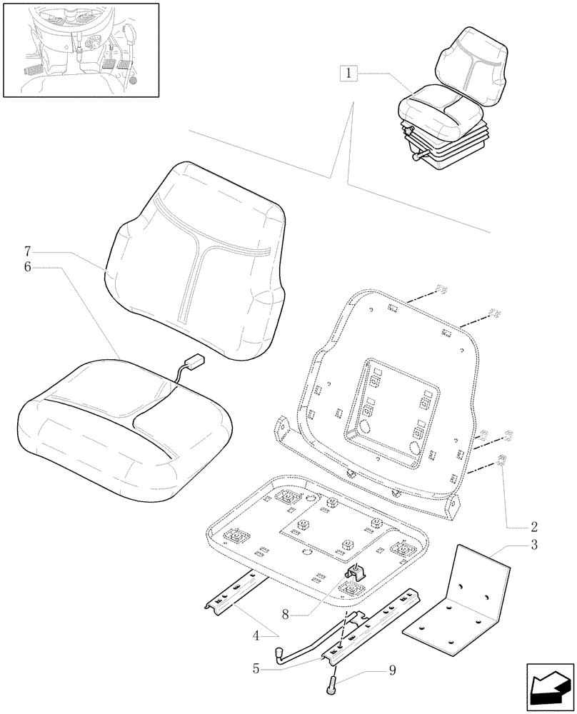 Схема запчастей Case IH JX1095N - (1.92.85/05A[01]) - (VAR.963) CASE SEAT WITH BELTS AND SWITCH - W/CAB - BREAKDOWN - C5644 (10) - OPERATORS PLATFORM/CAB