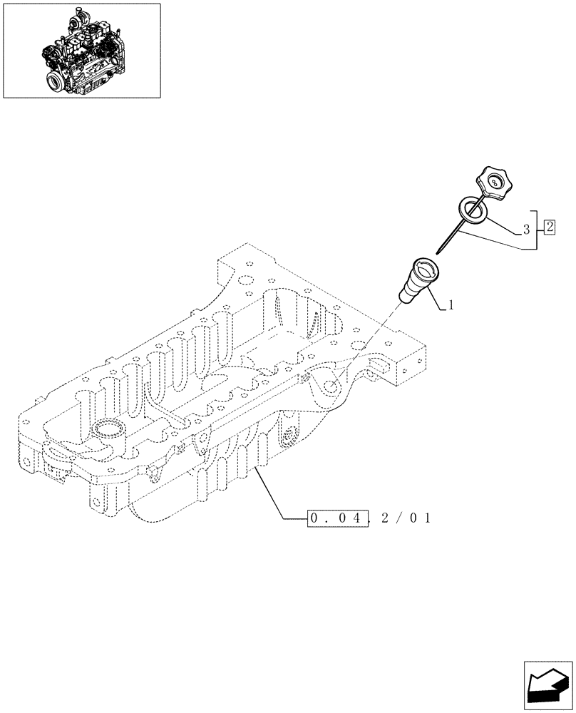 Схема запчастей Case IH MXU130 - (0.27.0/01) - ENGINE OIL DIPSTICK (01) - ENGINE