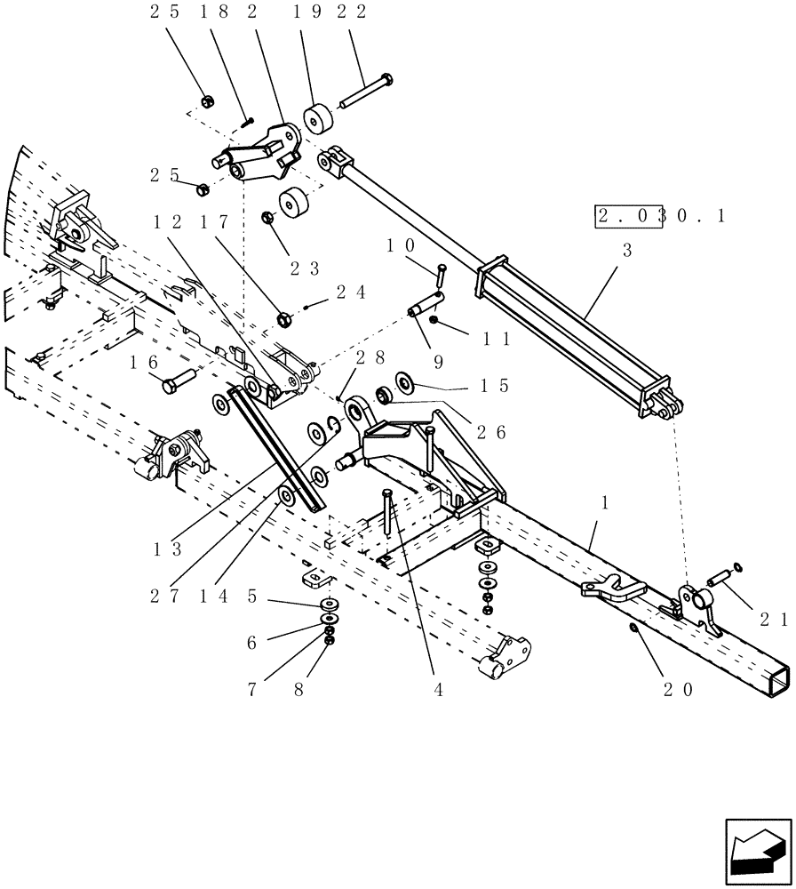 Схема запчастей Case IH ATX400 - (1.380.1) - 6 FIVE SECTION OUTER WING (REAR) - 45 AND 51, 45 MODEL SHOWN (12) - FRAME