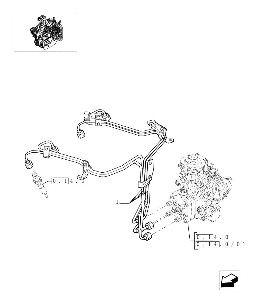 Схема запчастей Case IH JX1095C - (0.14.9) - INJECTION EQUIPMENT - PIPING (01) - ENGINE