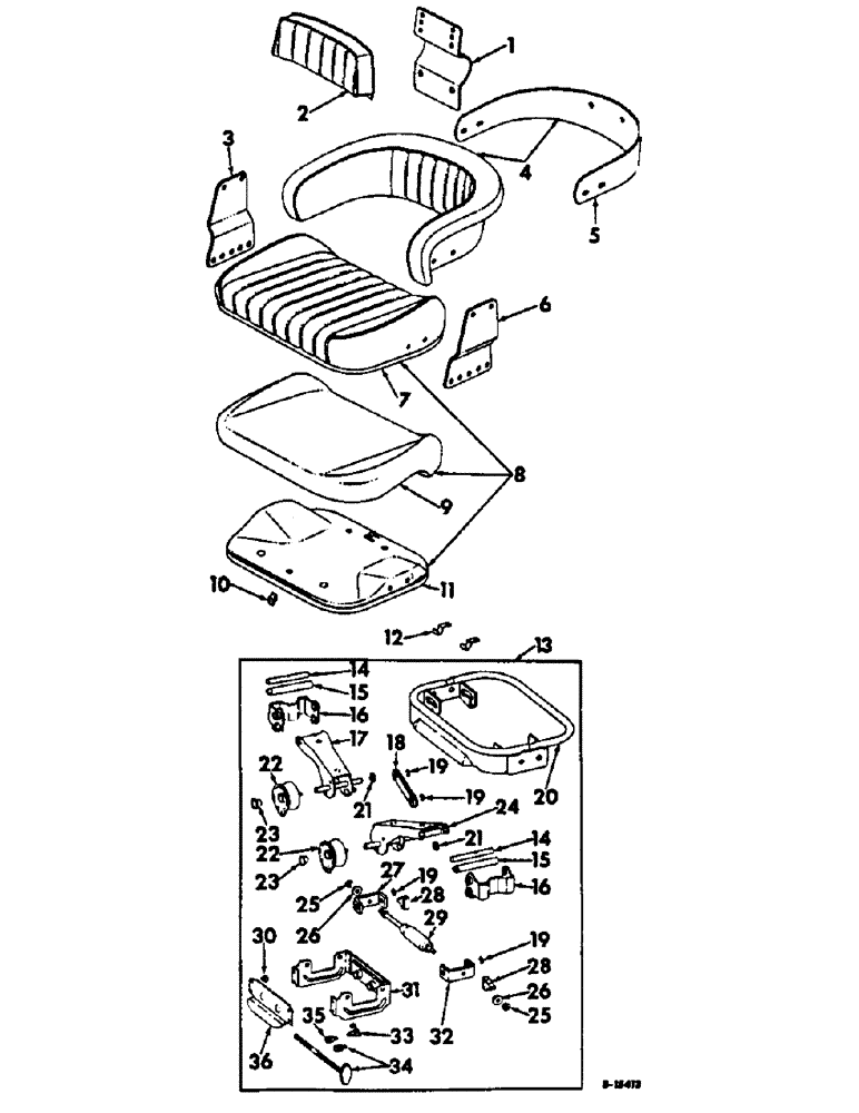 Схема запчастей Case IH HYDRO 70 - (13-10) - SUPERSTRUCTURE, VERTICAL ACTING SEAT (05) - SUPERSTRUCTURE