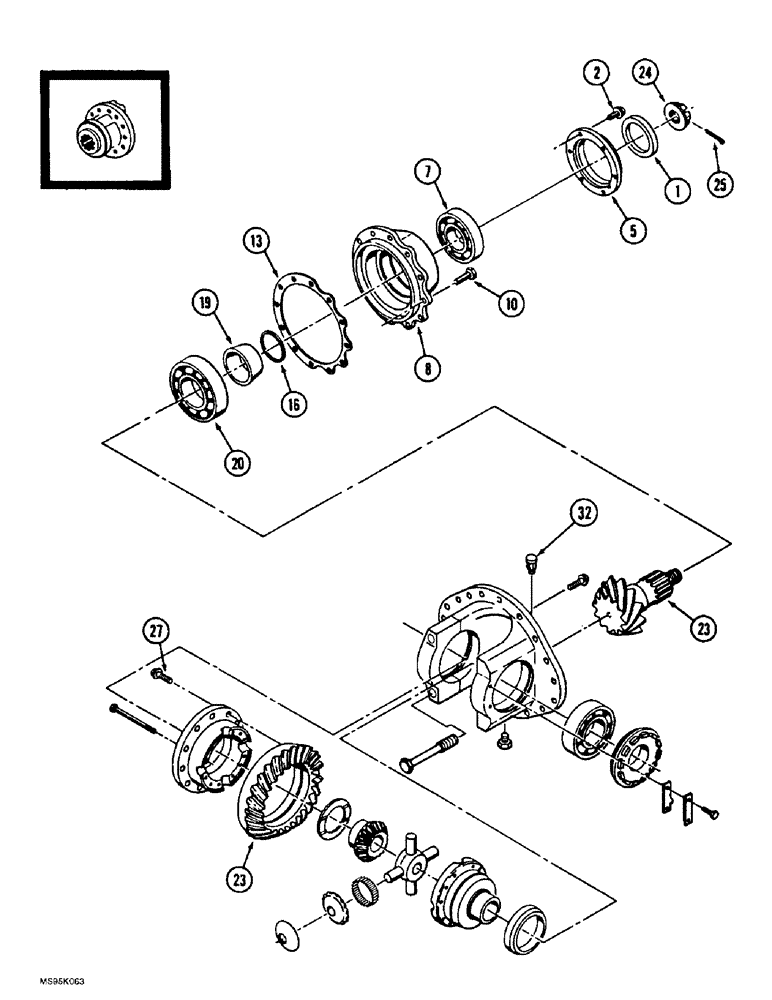 Схема запчастей Case IH 9350 - (6-168) - FRONT STEERABLE AXLE, DIFFERENTIAL ASSEMBLY, WITHOUT LIMITED SLIP (06) - POWER TRAIN