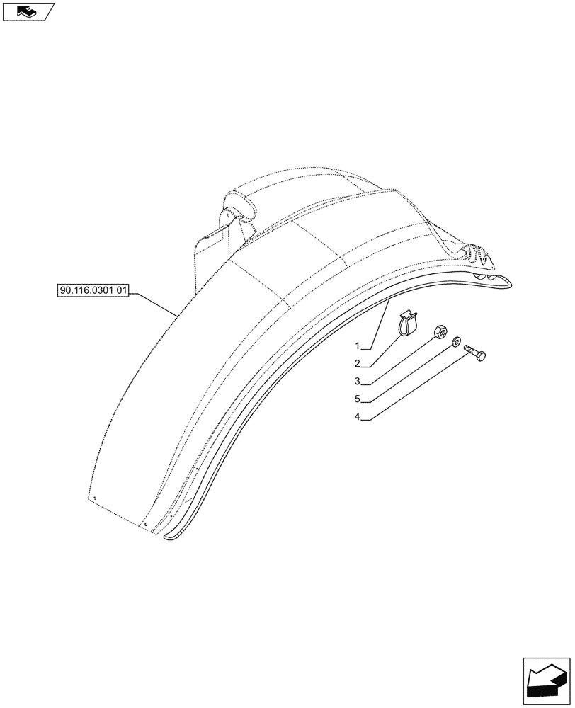 Схема запчастей Case IH PUMA 215 - (90.116.0301[03]) - WIDE REAR FENDERS - MUDGUARD, FENDER EXTENSION (VAR.728293-728601) (90) - PLATFORM, CAB, BODYWORK AND DECALS