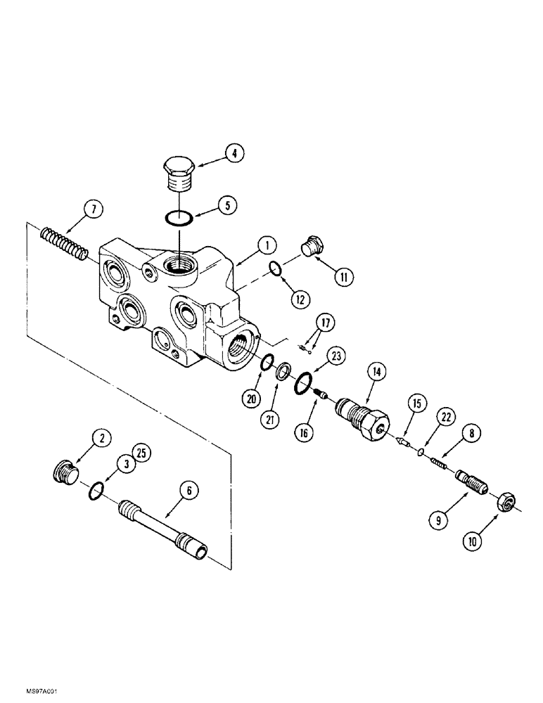 Схема запчастей Case IH 9370 - (8-068) - HYDRAULIC REMOTE VALVE INLET BODY, WITH PRIORITY VALVE (08) - HYDRAULICS