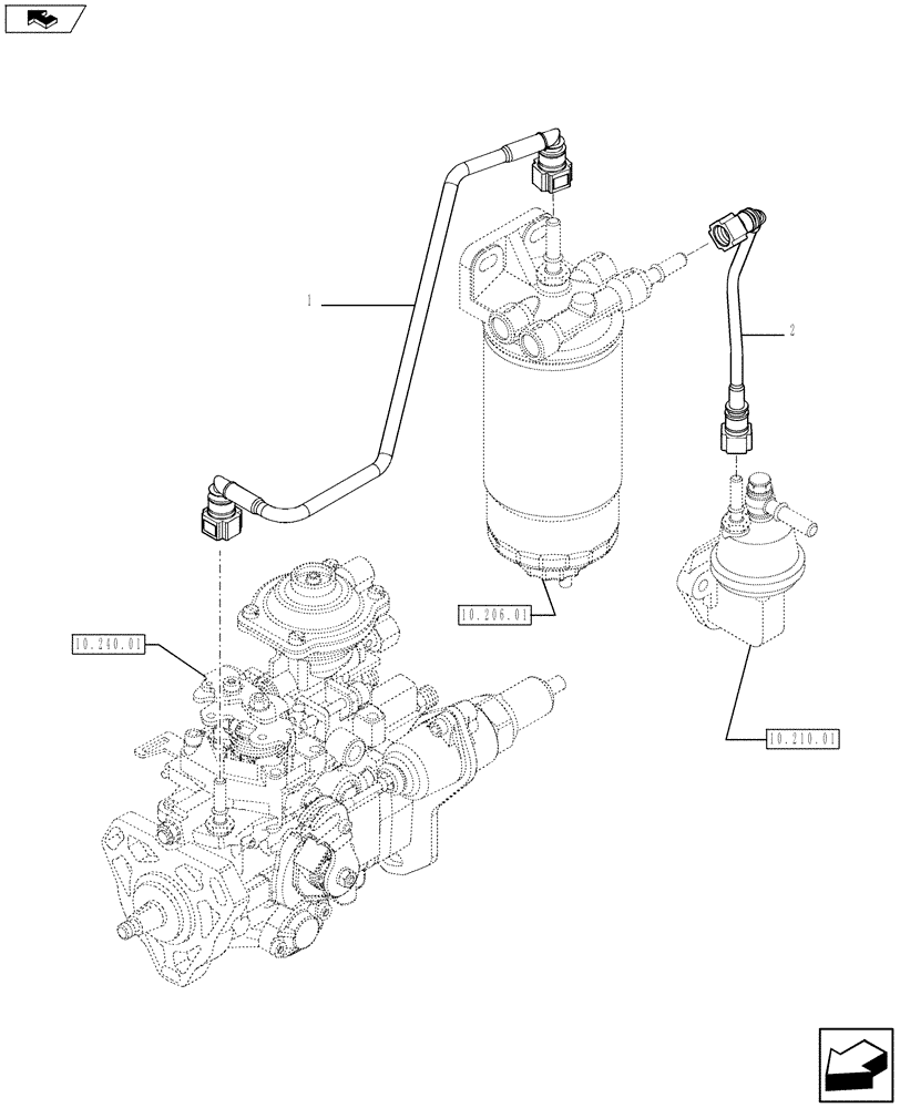 Схема запчастей Case IH F5AE5484B A002 - (10.218.01 01) - PIPING - FUEL (10) - ENGINE